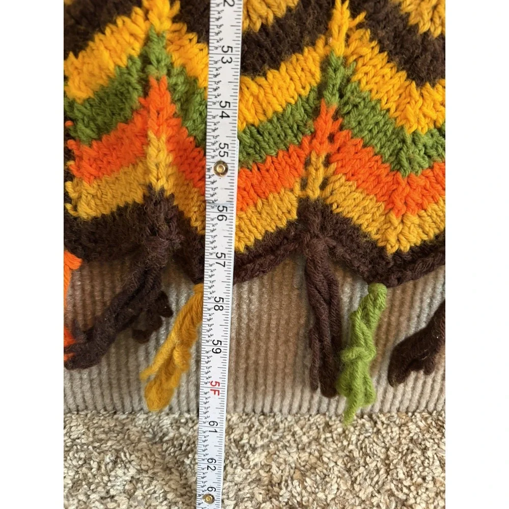 VTG Afghan Chevron Crochet Zig Zag Throw Yellow Orange That 70's Show Boho Retro
